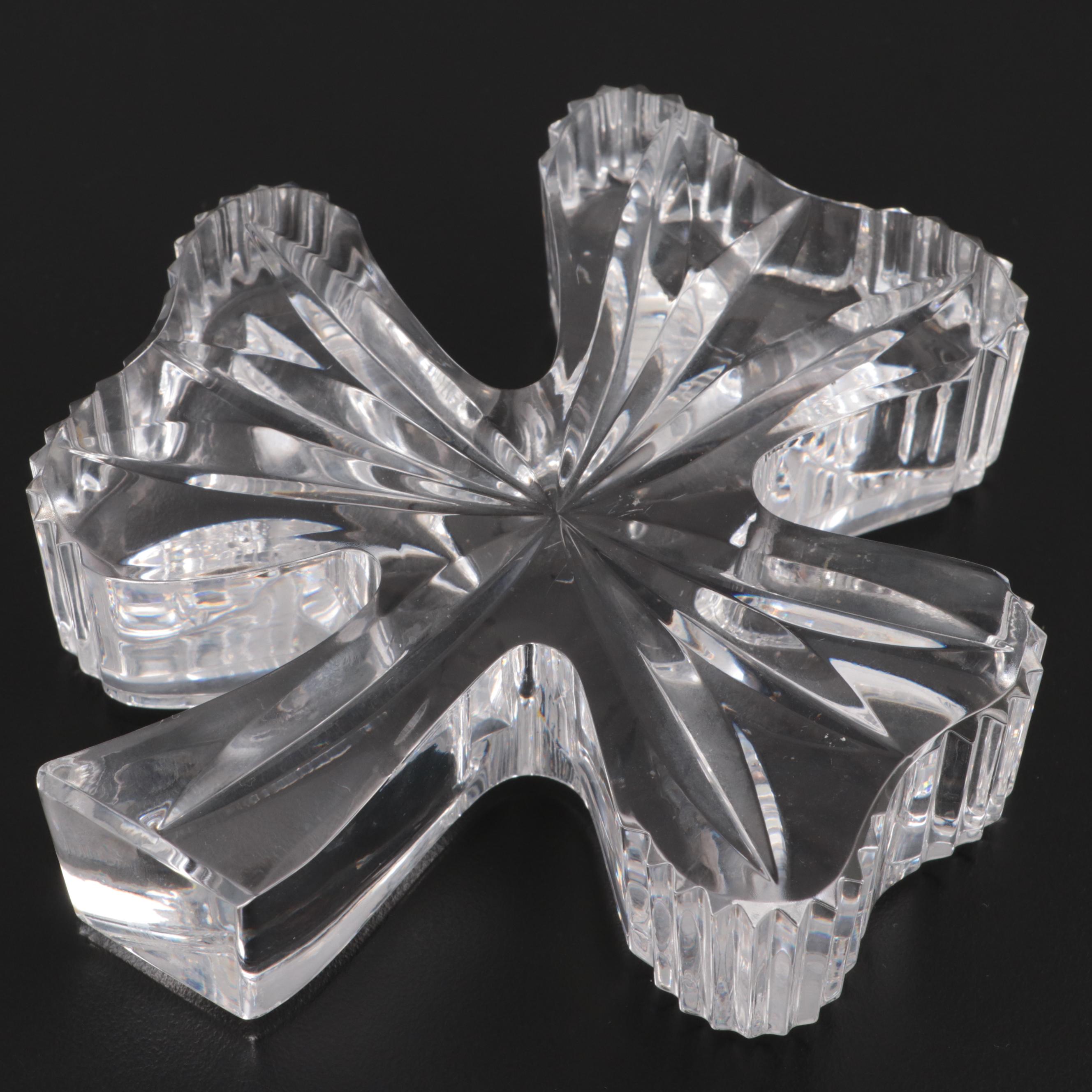 Waterford Crystal Island of Ireland Tray and Desk Clocks and Shamrock