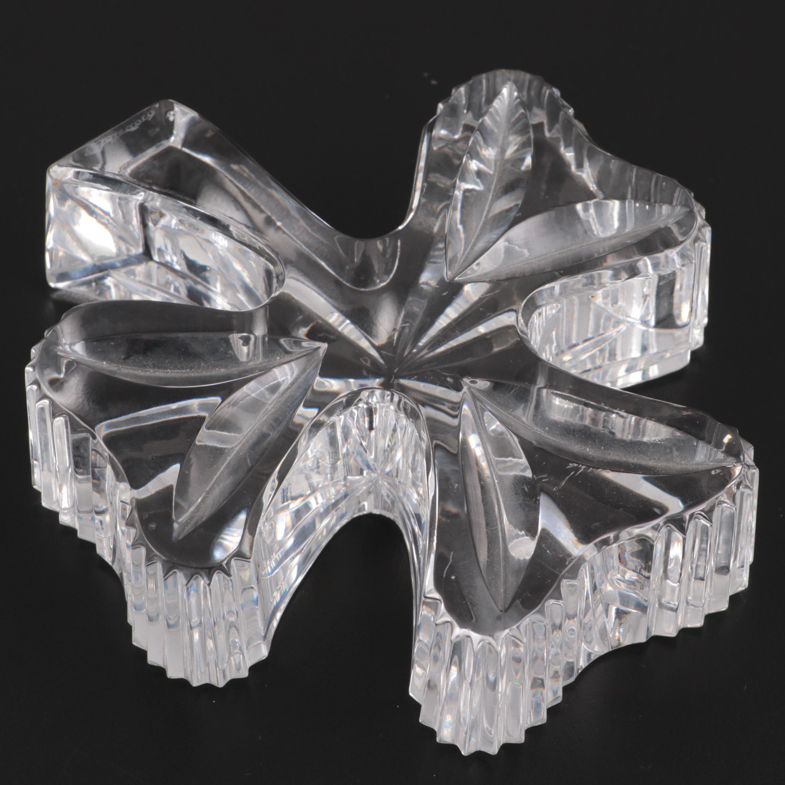 Waterford Crystal Island of Ireland Tray and Desk Clocks and Shamrock