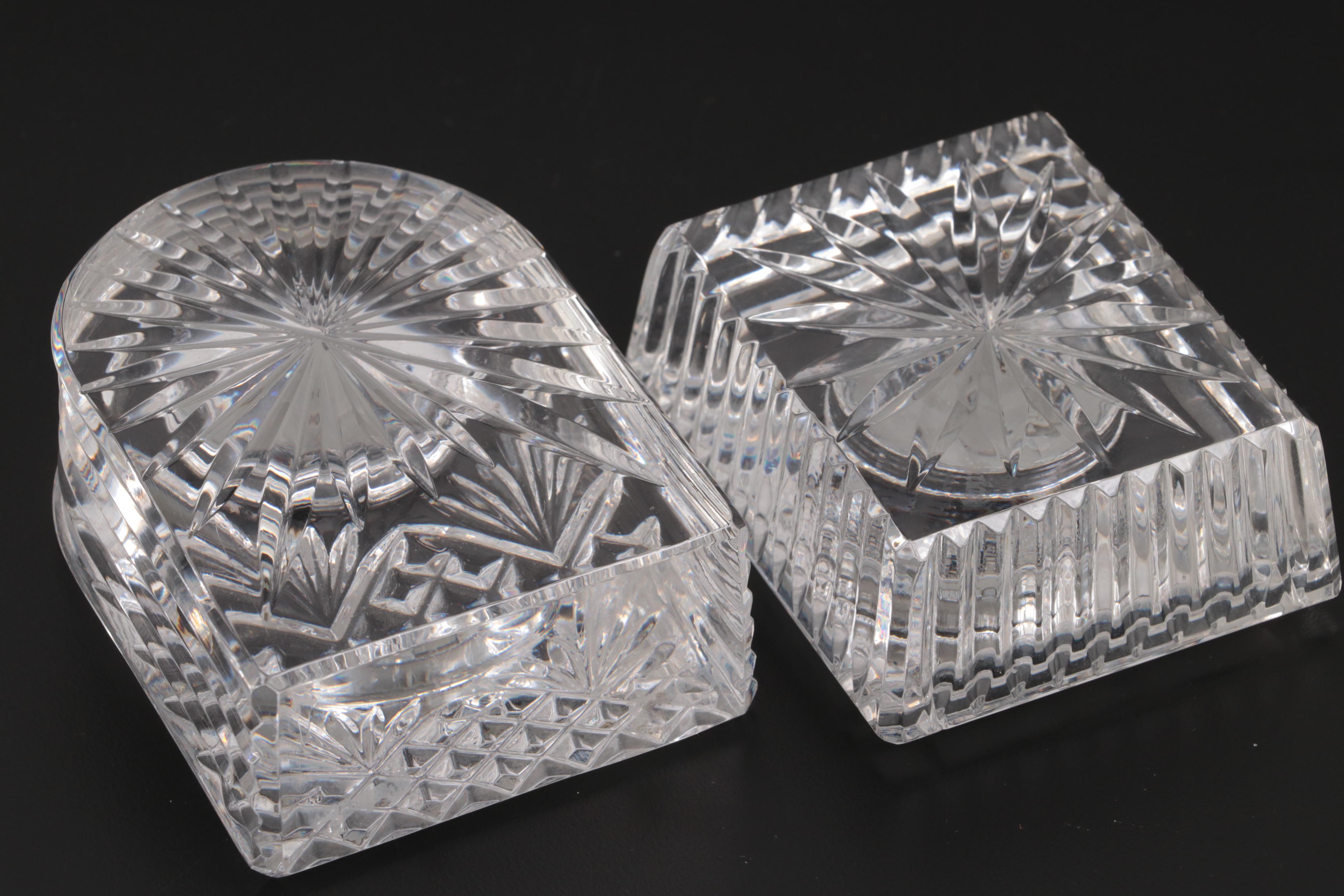 Waterford Crystal Island of Ireland Tray and Desk Clocks and Shamrock
