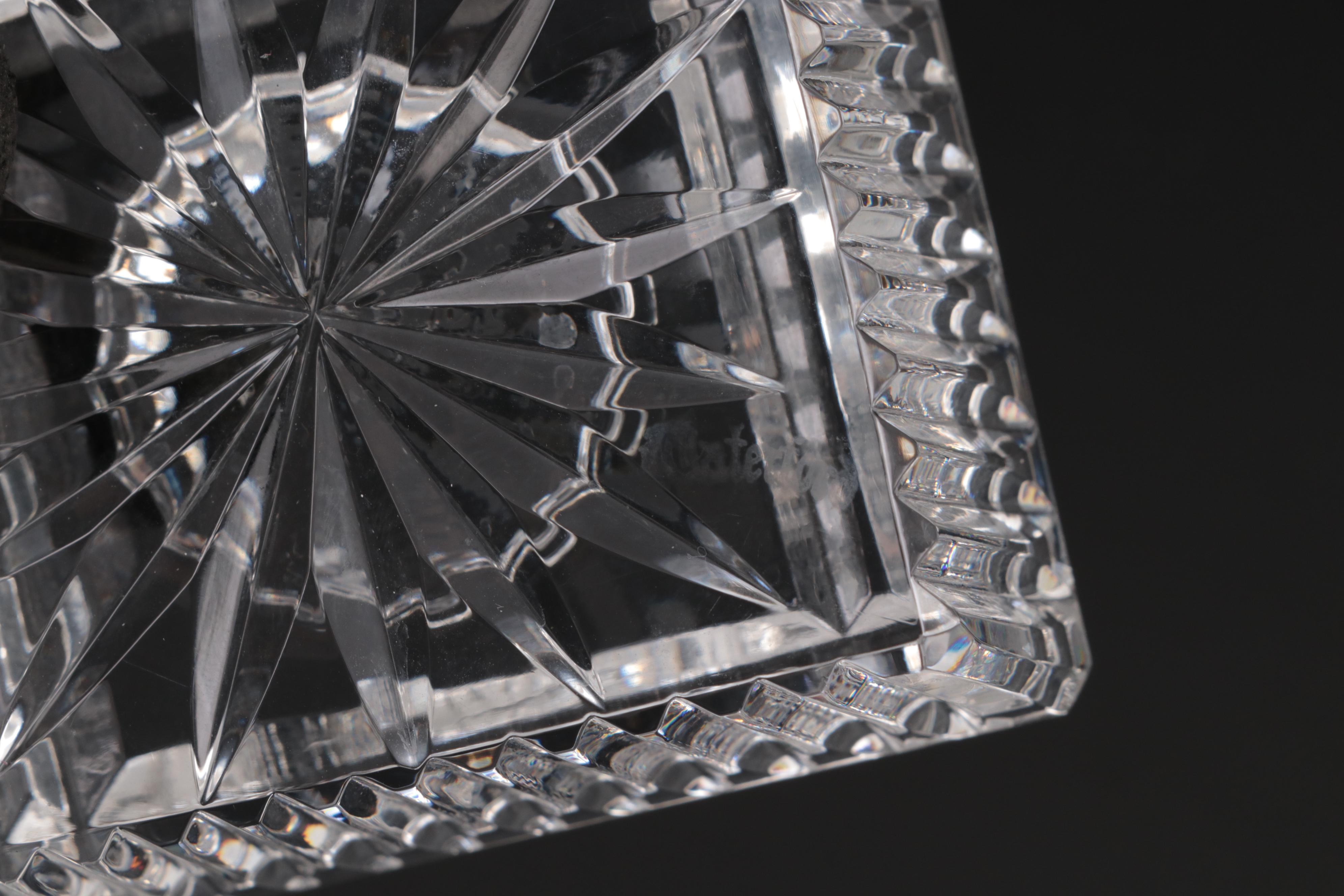 Waterford Crystal Island of Ireland Tray and Desk Clocks and Shamrock