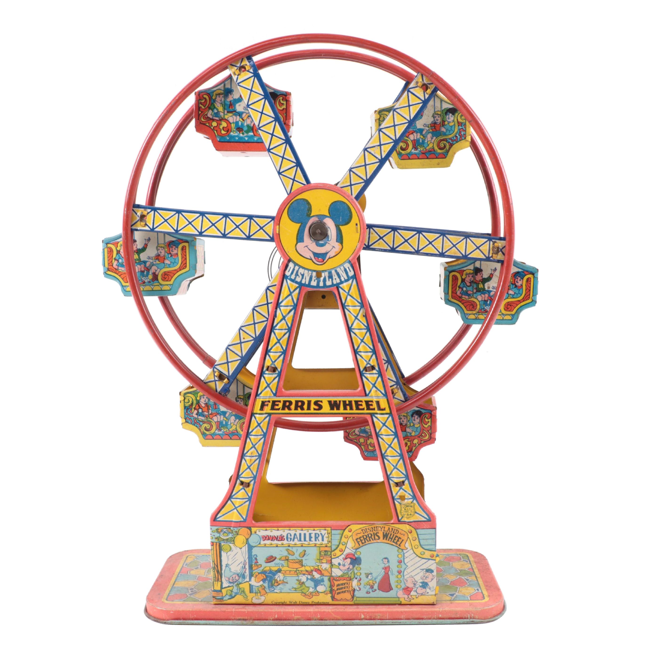 J. Chein & Co. "Disneyland Ferris Wheel" Tin Lithograph Windup Toy, 1950s