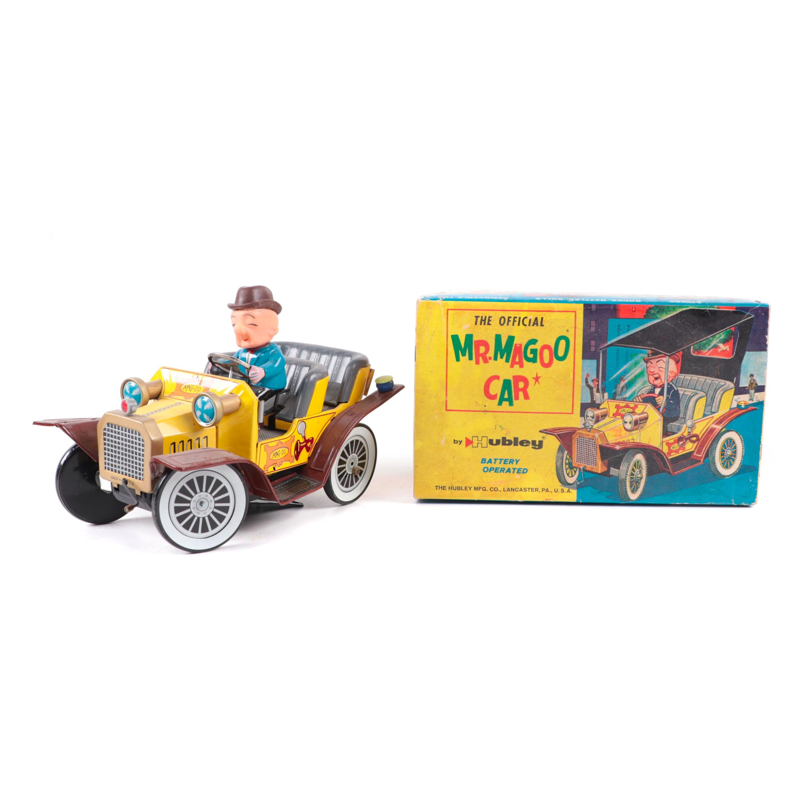 Hubley  Mr. Magoo Battery Operated Tin Lithograph Car in Original Box, 1961