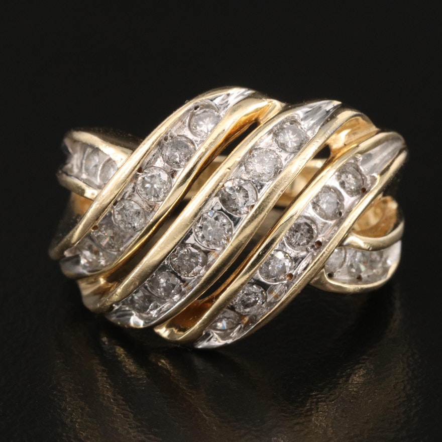 14K 1.00 CTW Diamond Crossover Ring