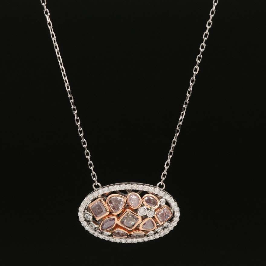 18K 3.58 CTW Diamond Necklace with GIA Report
