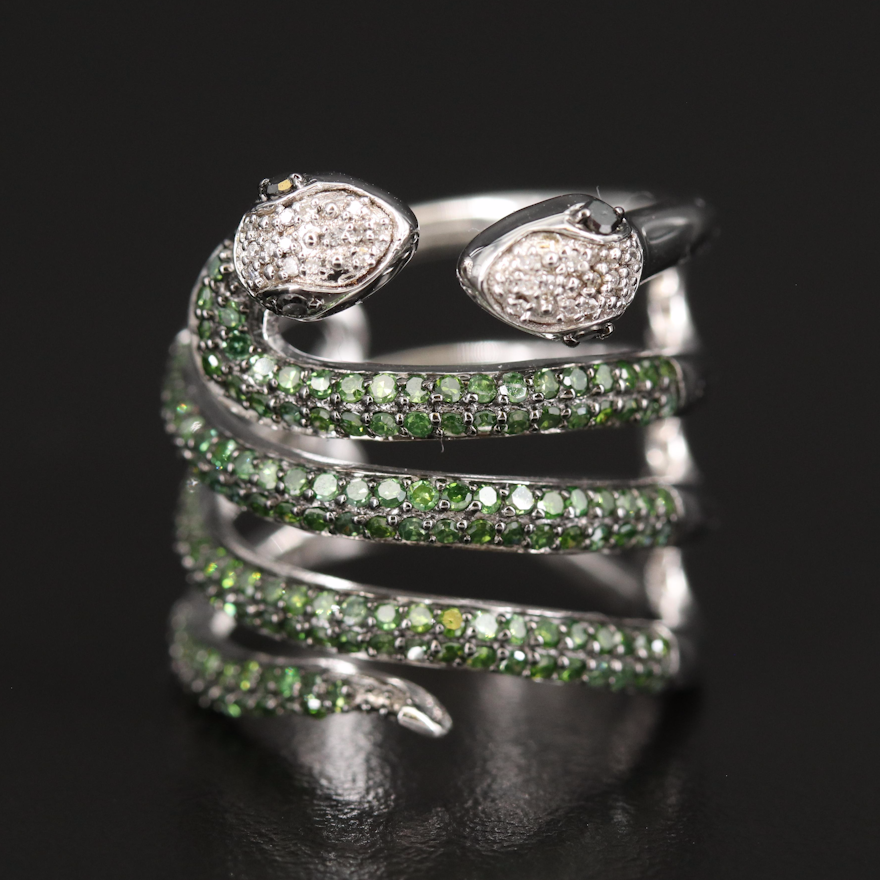 Sterling 1.00 CTW Diamond Double Snake Band