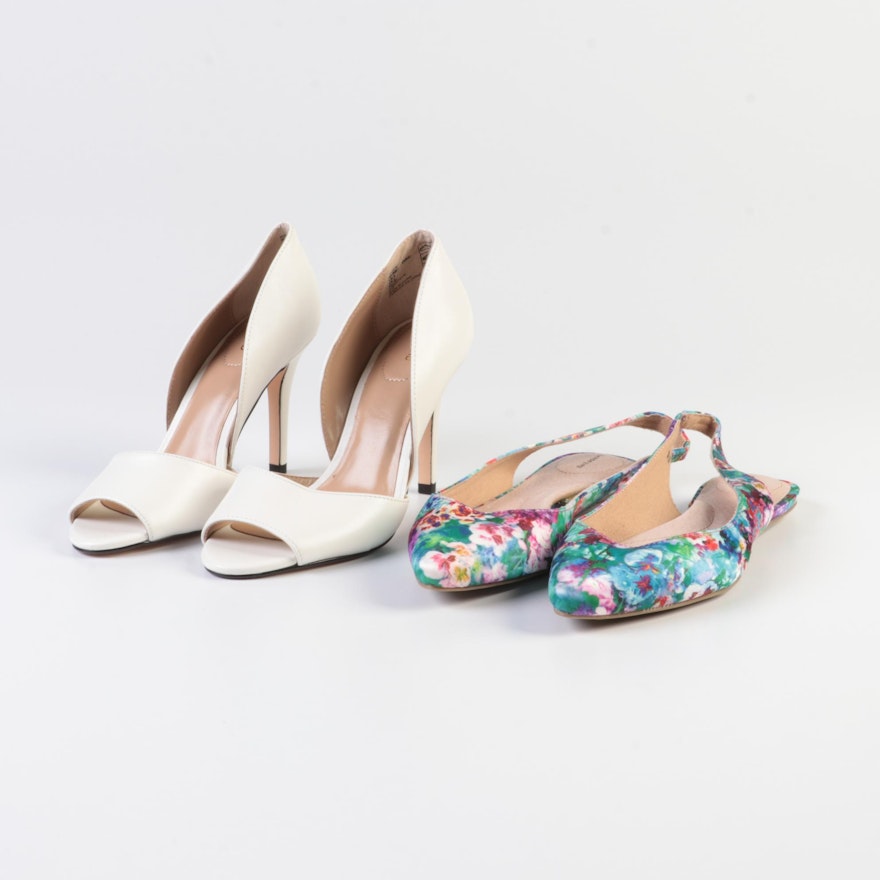 Lands' End Lucy Printed Slingbacks and Peep Toe D'Orsay Pumps