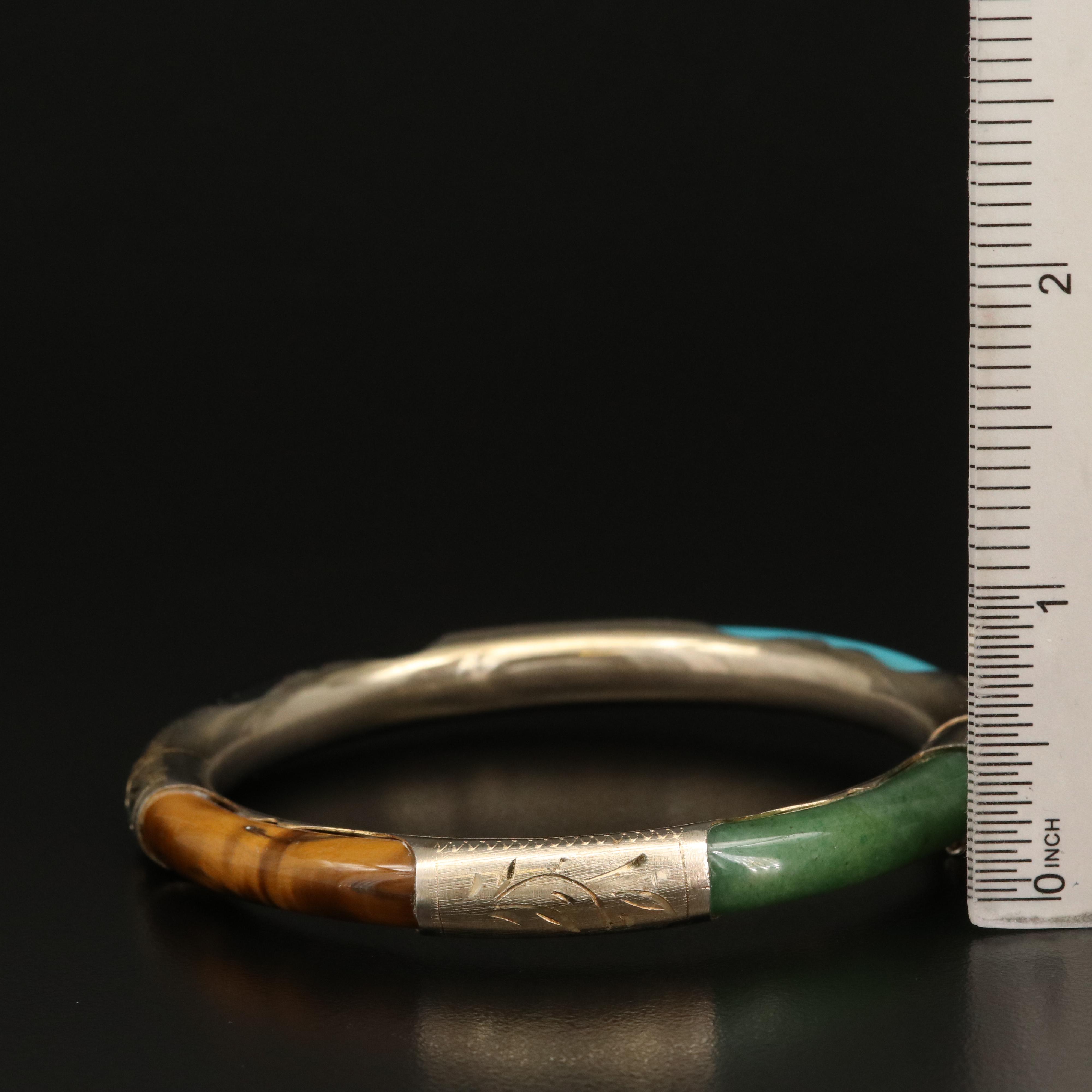 Bangle Including Tiger's Eye, Quartzite and Faux Black Onyx