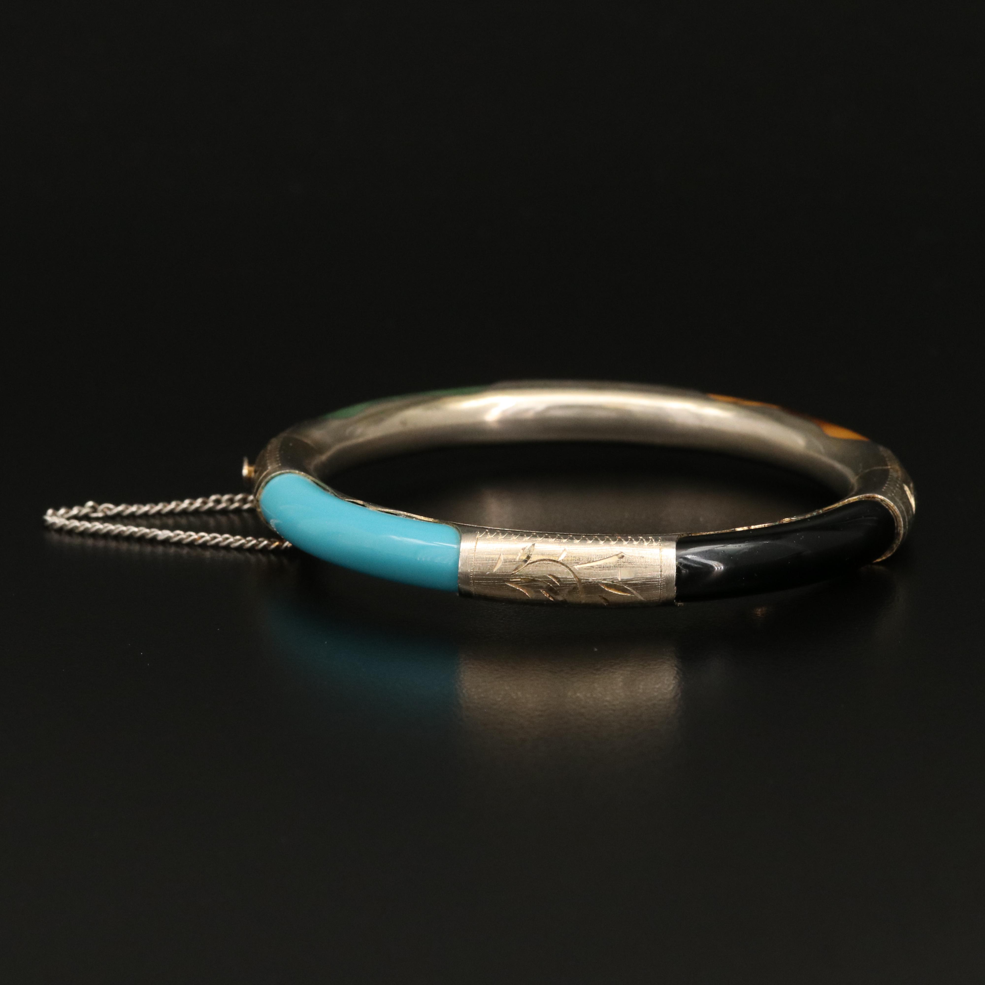 Bangle Including Tiger's Eye, Quartzite and Faux Black Onyx