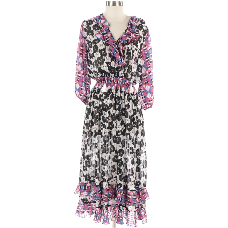 Diane Freis Georgette Abstract Patterned Dress