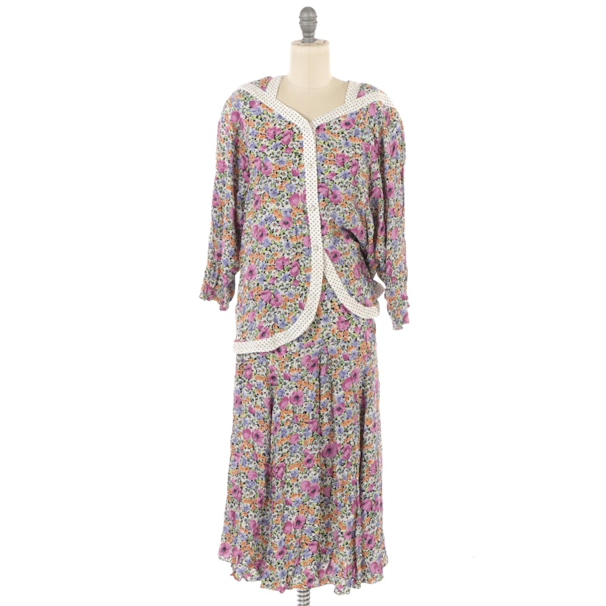 Diane Freis Original Skirt Set in Polka Dot and Floral Print