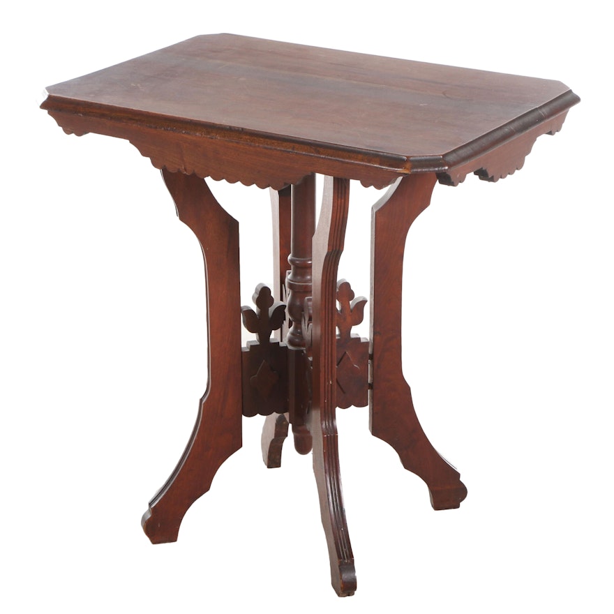 Iowa-Made Victorian, Eastlake Style Walnut Side Table, Late 19th Century