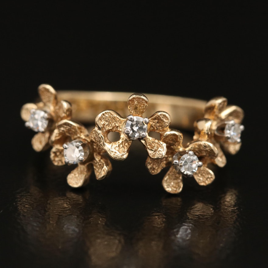 14K Diamond Flower Ring