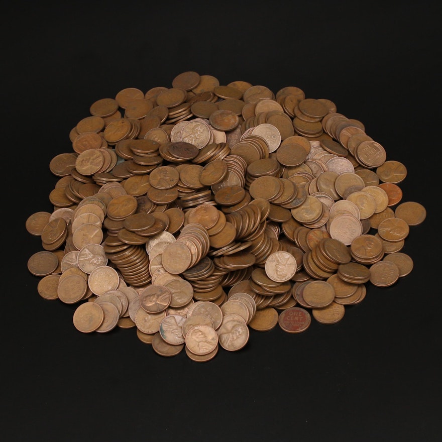 Large Collection of Assorted Date Lincoln Wheat Cents, 1930s–1950s