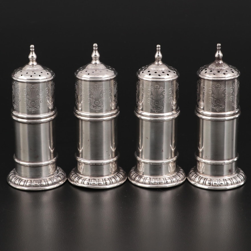 Lunt Silversmiths Sterling Silver Salt and Pepper Shakers, Early 20th Century