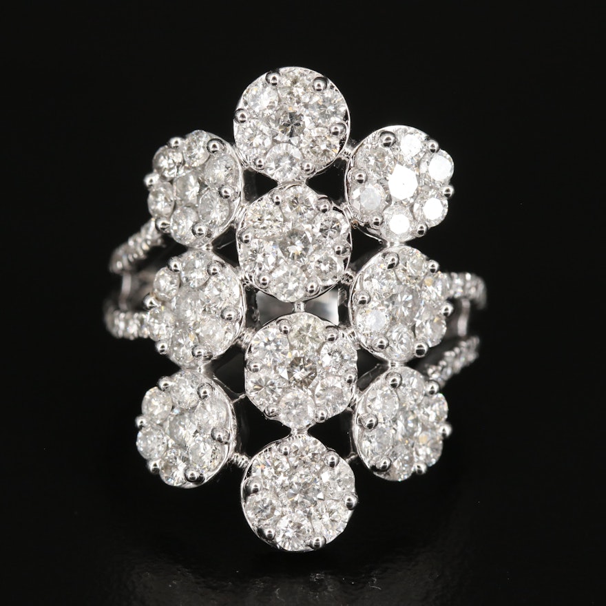 14K Diamond Cluster Ring