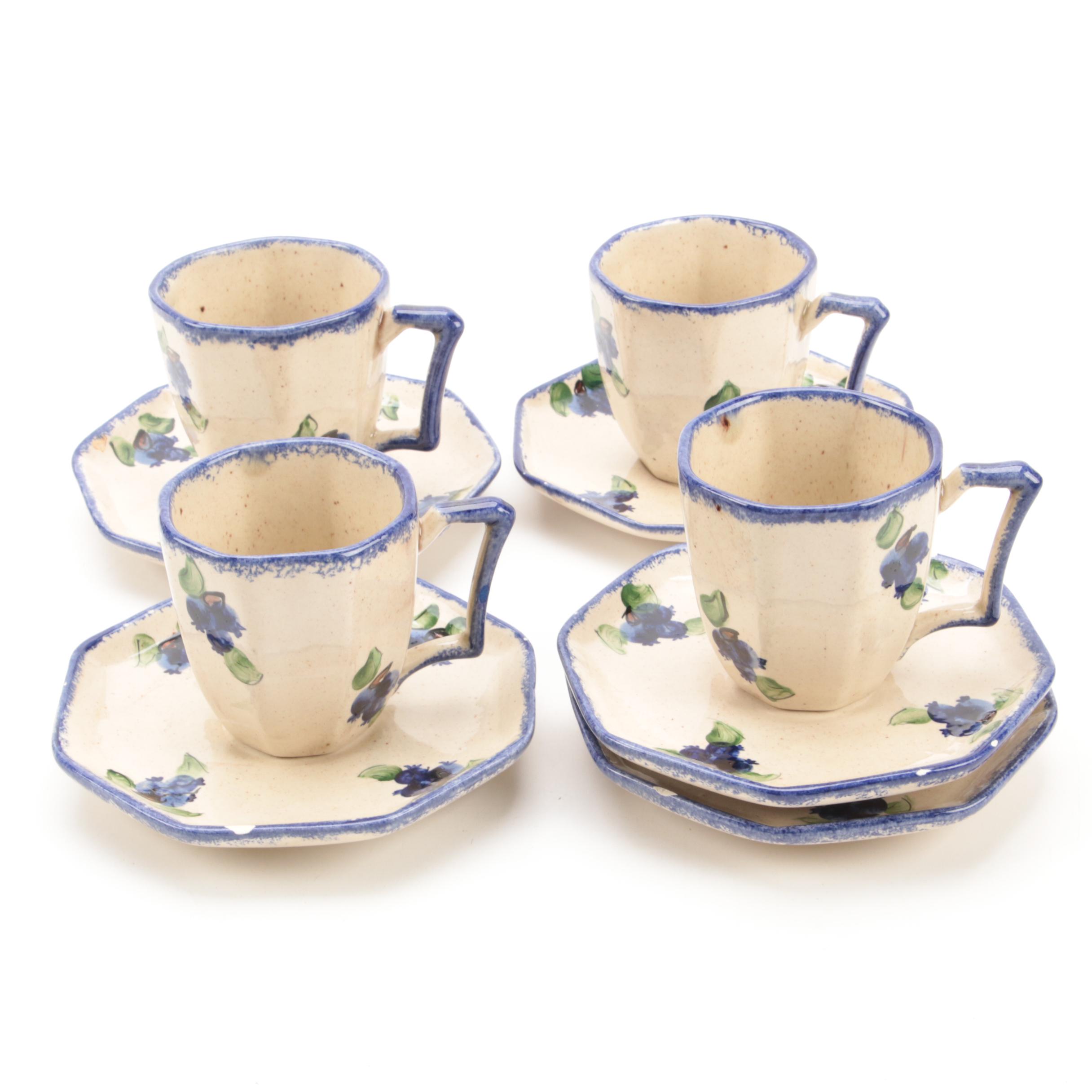 Thelma Leighton Stoneware Blueberry Pattern Tableware, Mid to Late 20th Century