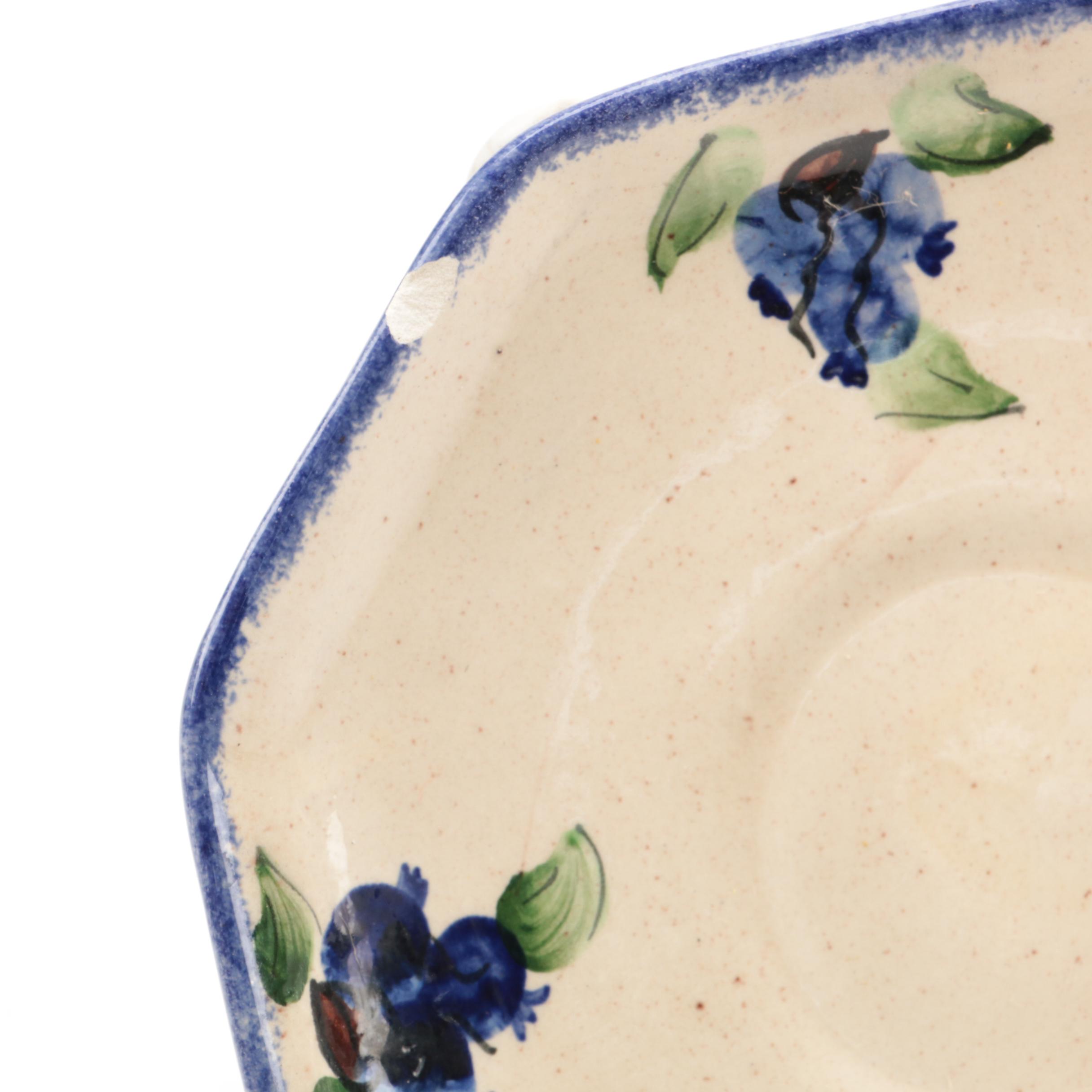 Thelma Leighton Stoneware Blueberry Pattern Tableware, Mid to Late 20th Century