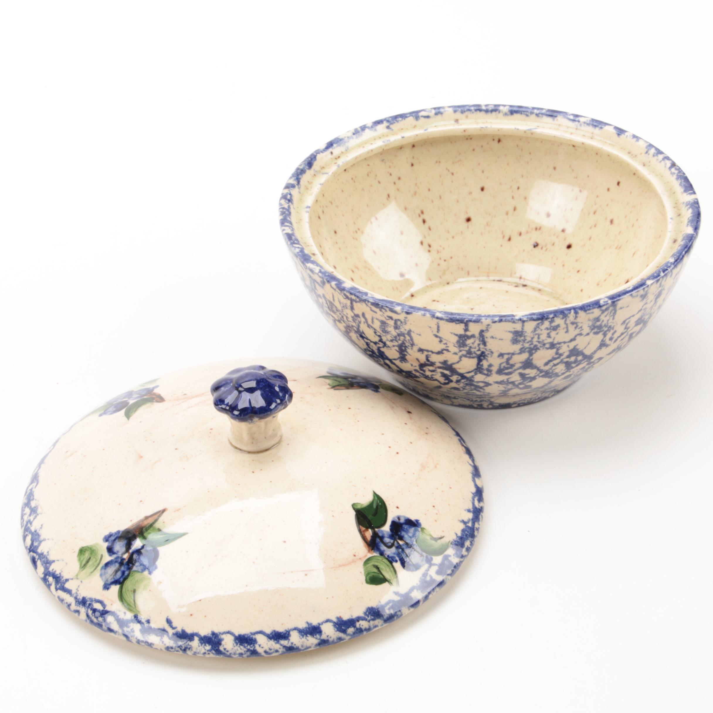 Thelma Leighton Stoneware Blueberry Pattern Tableware, Mid to Late 20th Century