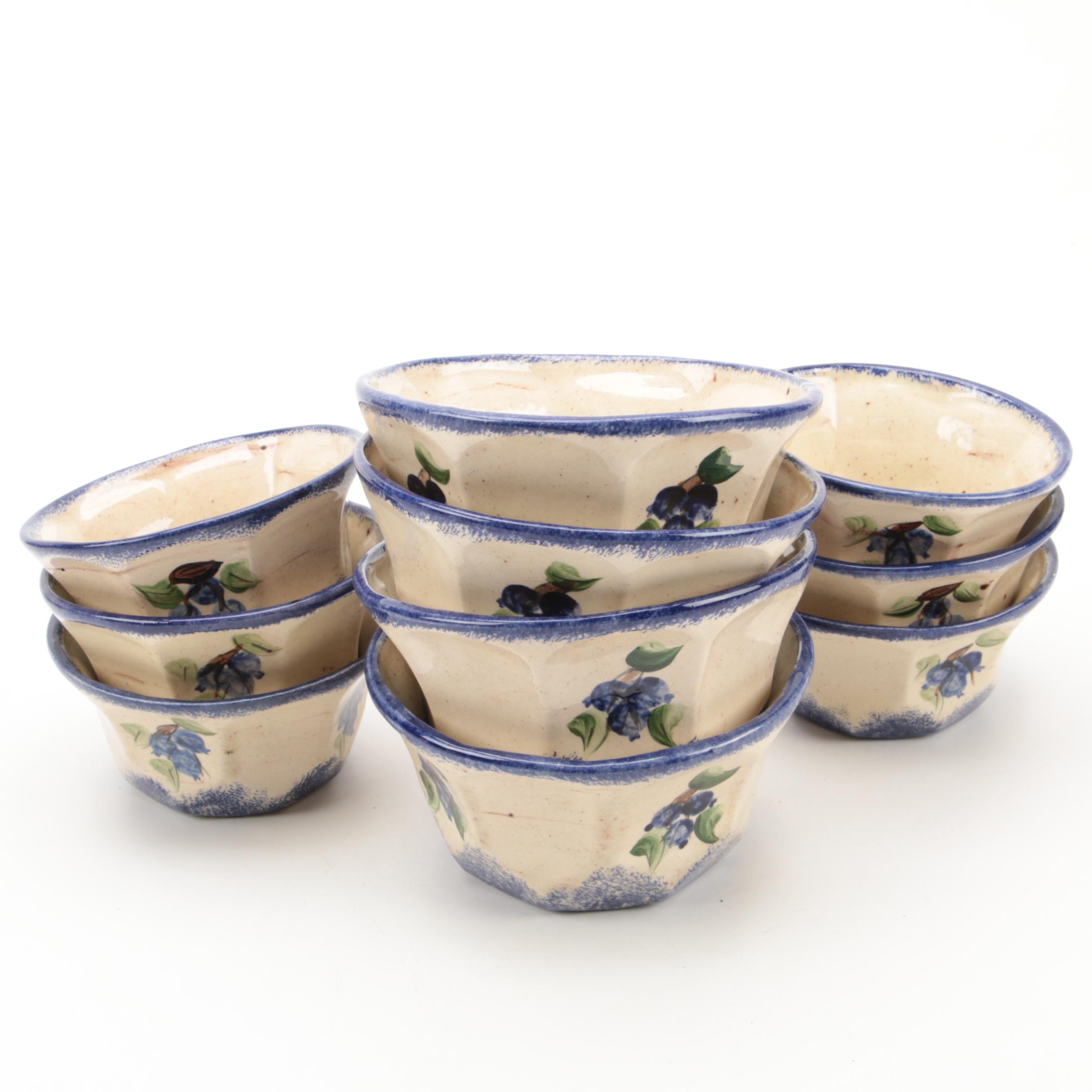 Thelma Leighton Stoneware Blueberry Pattern Tableware, Mid to Late 20th Century