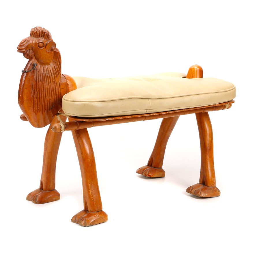 Leather Camel Saddle Stool, Mid-20th Century