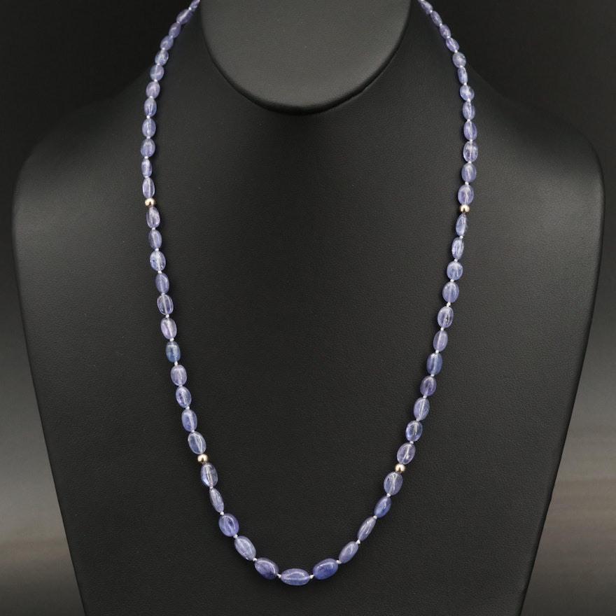 14K Tanzanite Beaded Necklace