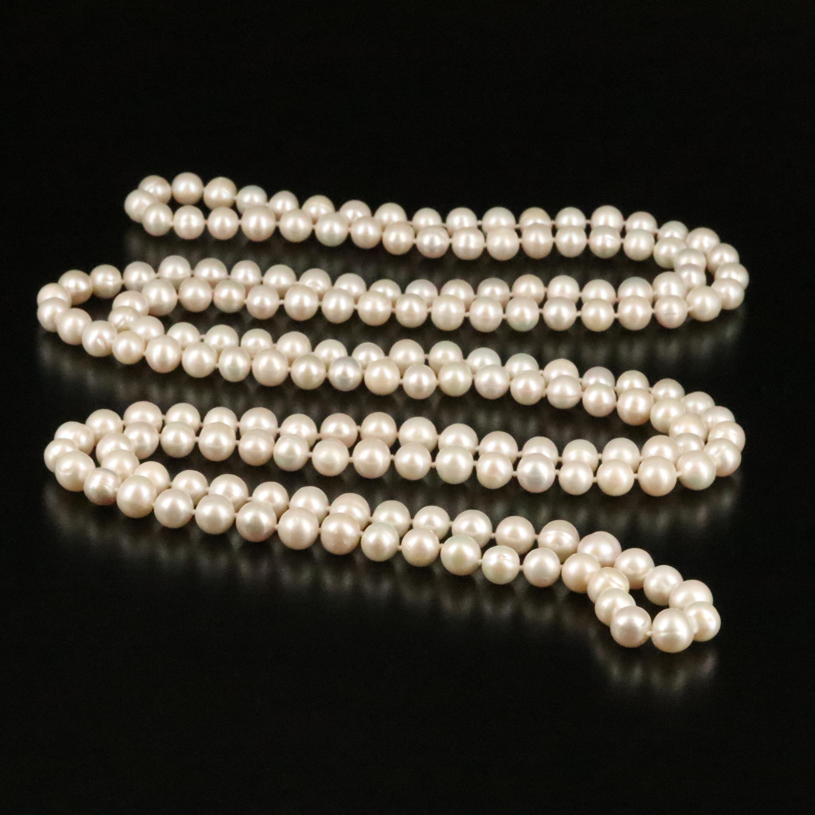 Endless Rope Length Pearl Necklace