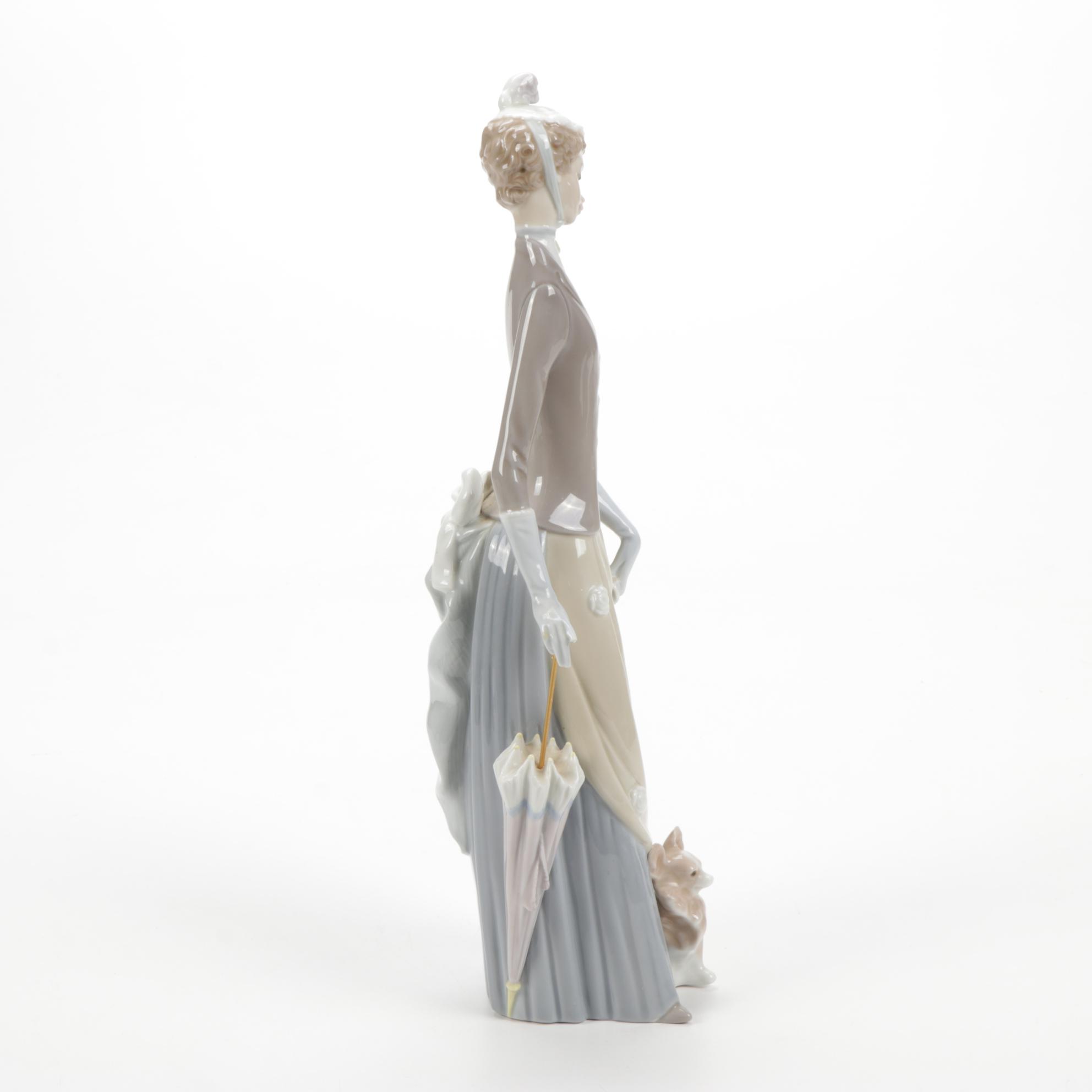 Lladró "Lady with Umbrella and Dog" Porcelain Figurine, 1971–1974