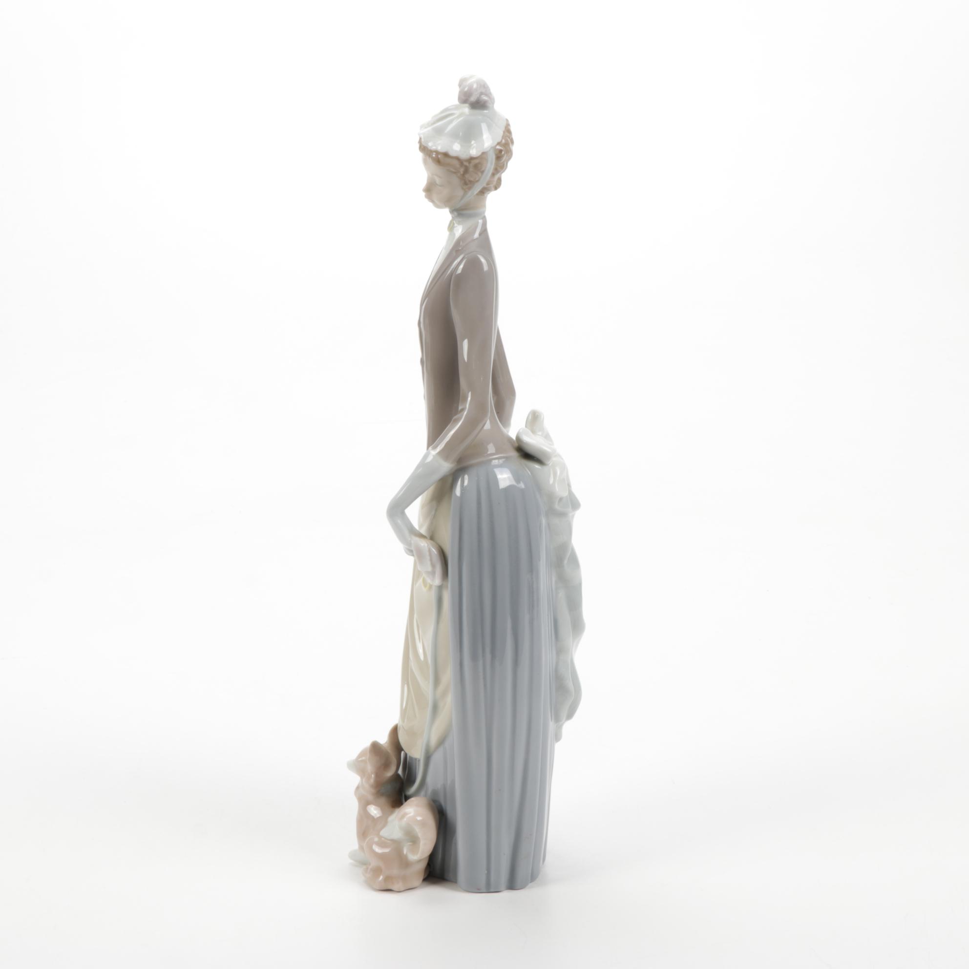 Lladró "Lady with Umbrella and Dog" Porcelain Figurine, 1971–1974