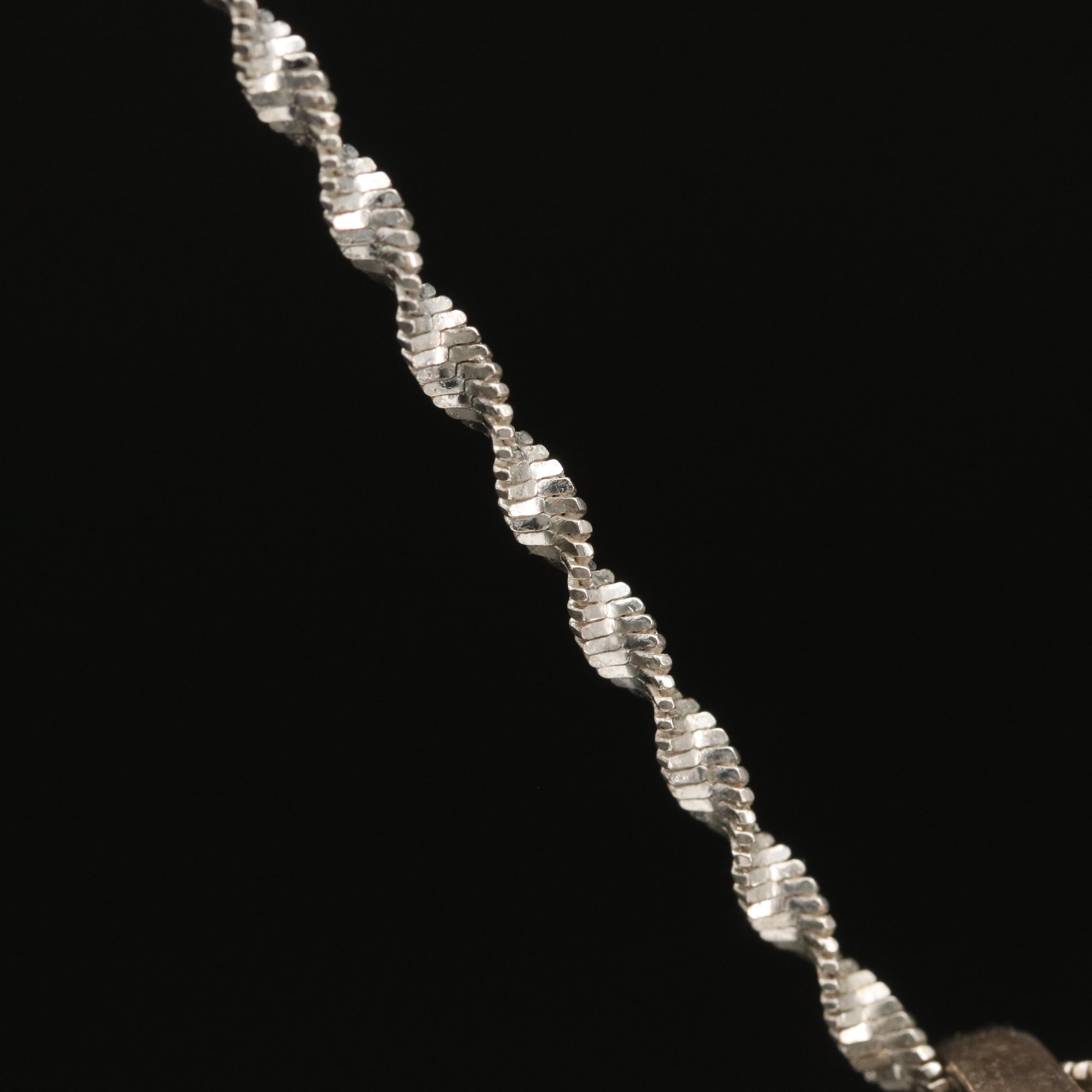 Sterling Lace Agate, Sodalite and Quartzite Pendant Necklace