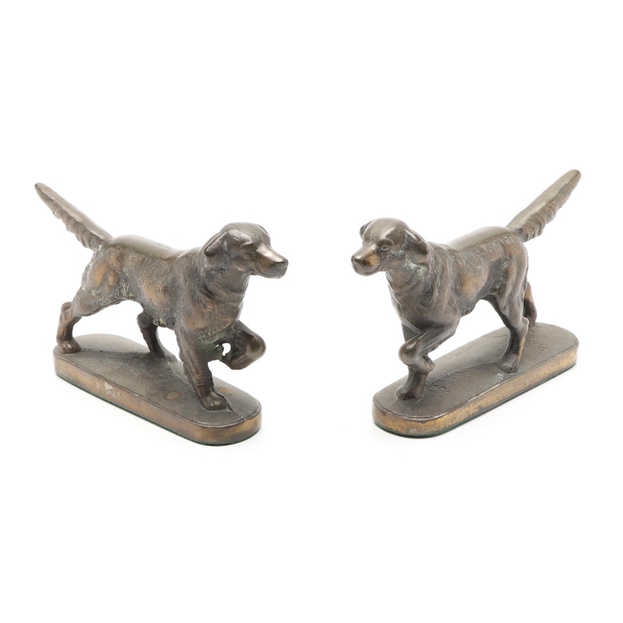 Pointer Dogs Cast Bronze Bookends