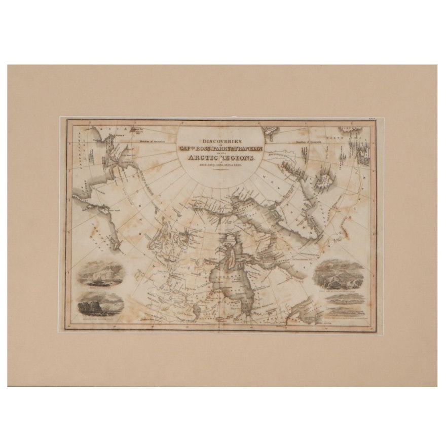 John Wyld Engraving Map of Arctic Regions, Circa 1829