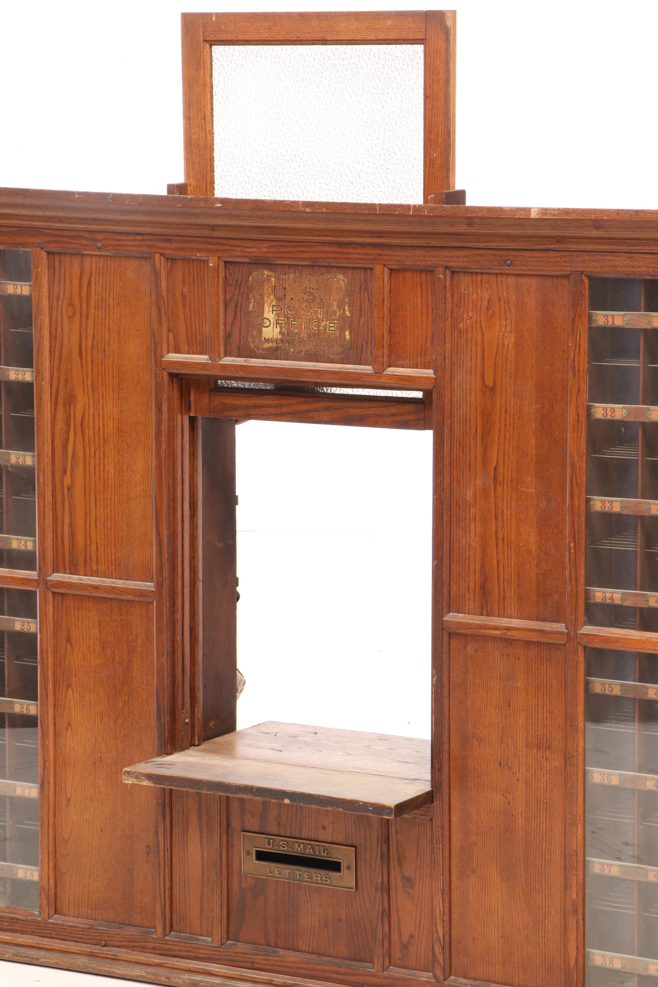 U.S. Post Office Oak Countertop Window, Early 20th Century