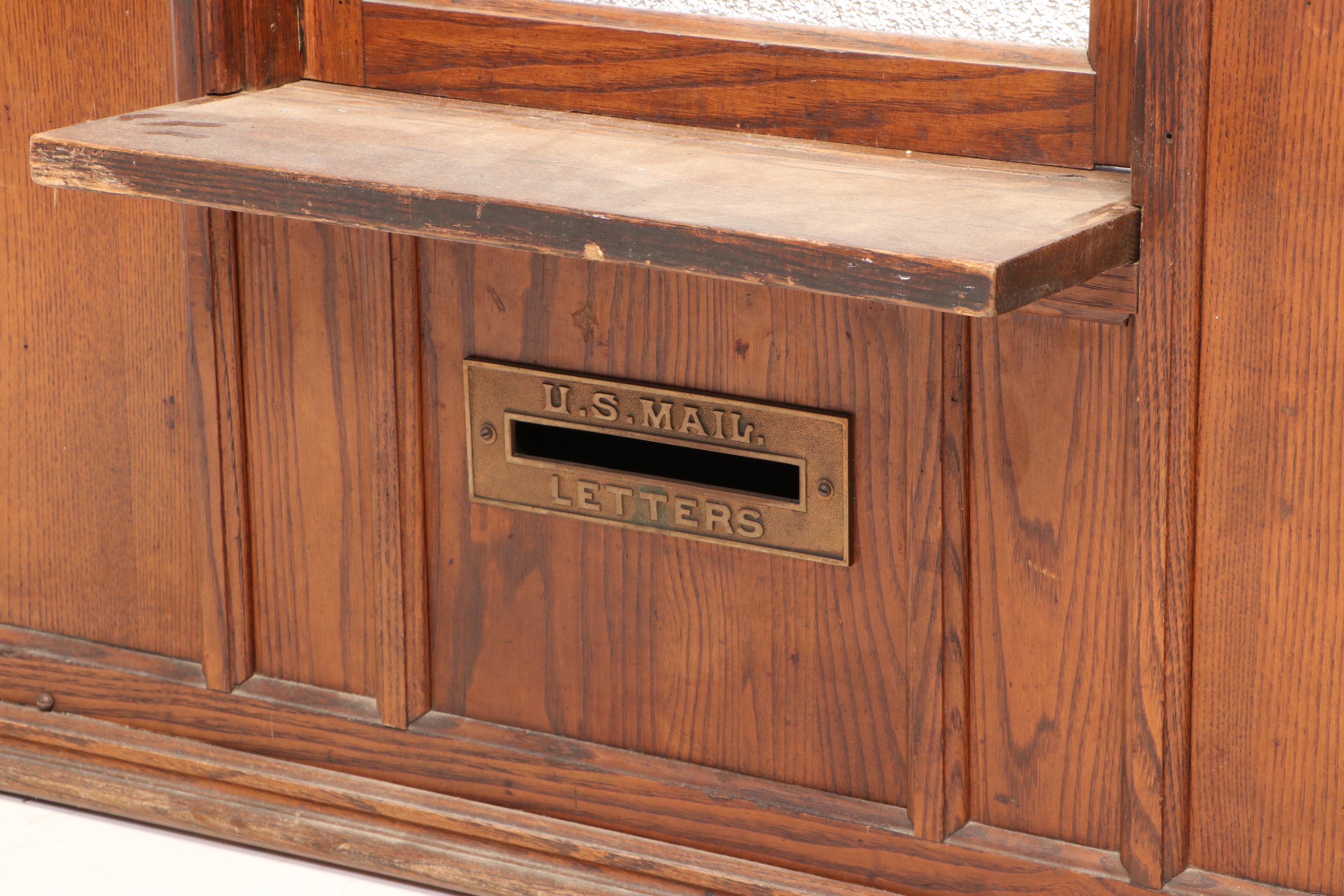 U.S. Post Office Oak Countertop Window, Early 20th Century