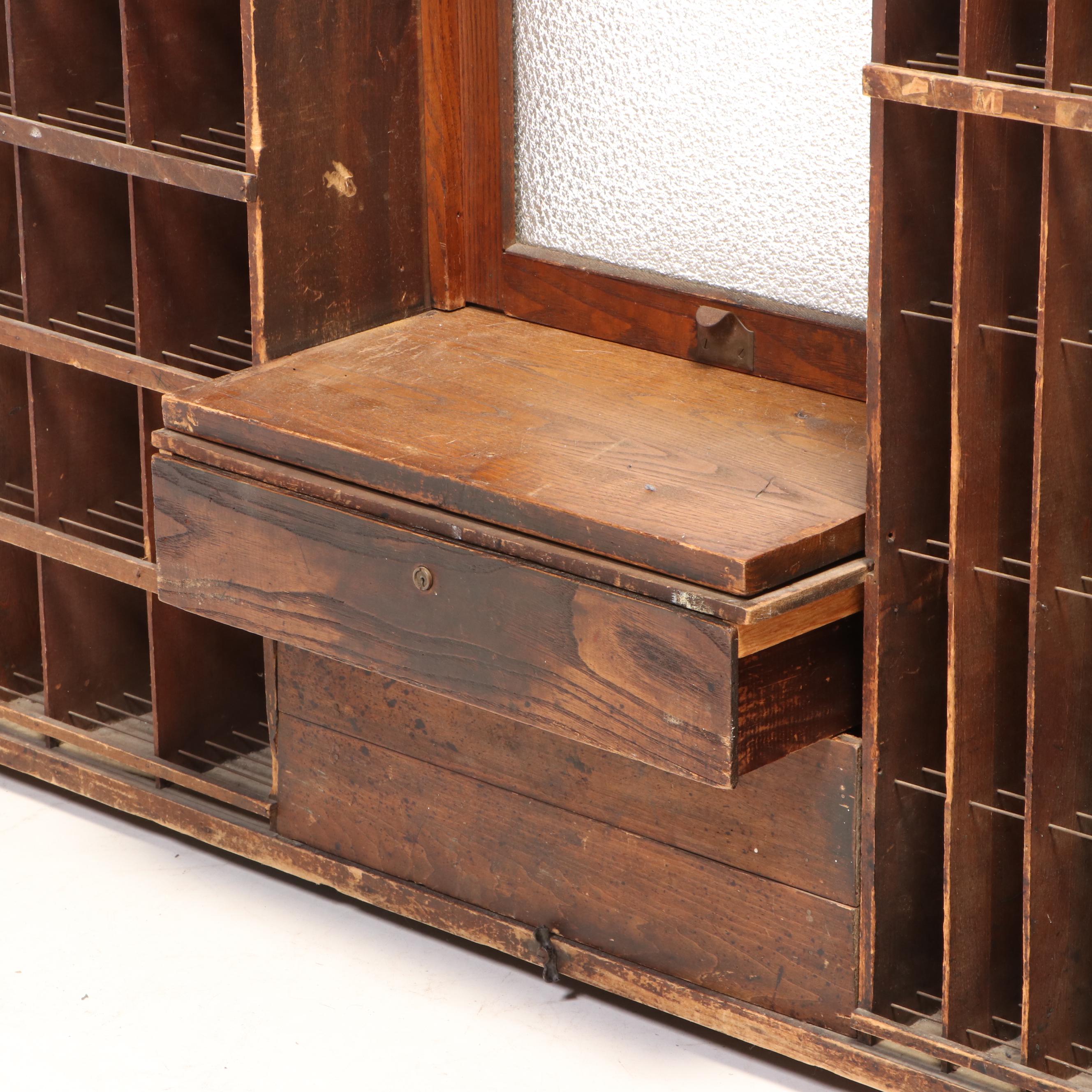U.S. Post Office Oak Countertop Window, Early 20th Century