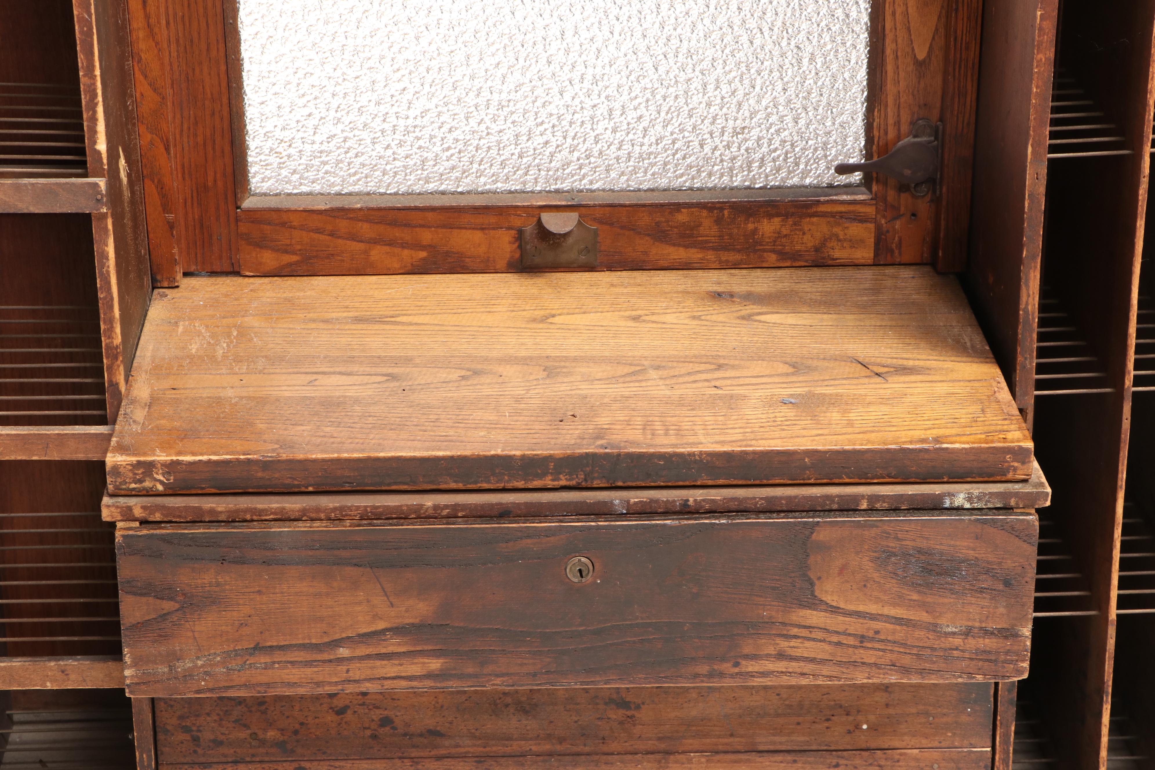 U.S. Post Office Oak Countertop Window, Early 20th Century