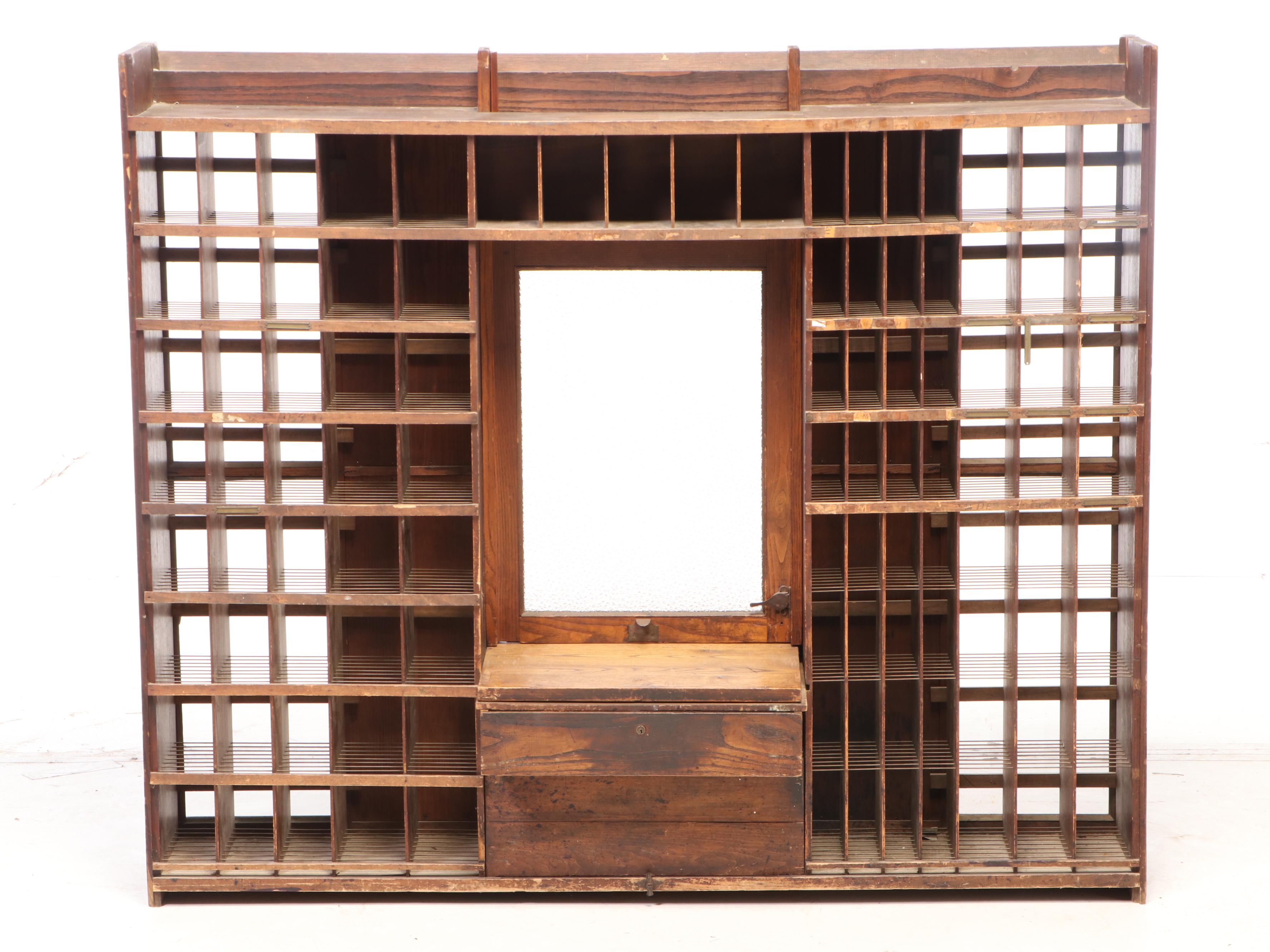 U.S. Post Office Oak Countertop Window, Early 20th Century