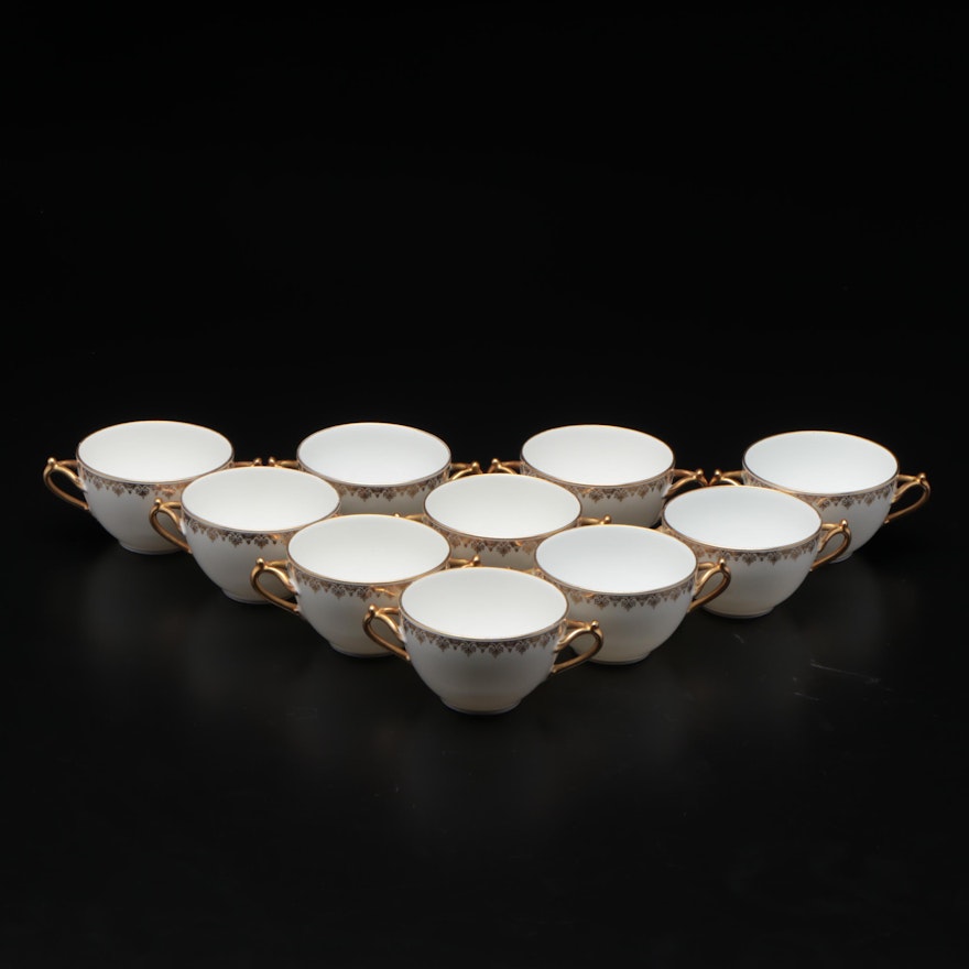 Delinieres & Co. Porcelain Bouillon Cups, Mid-20th Century