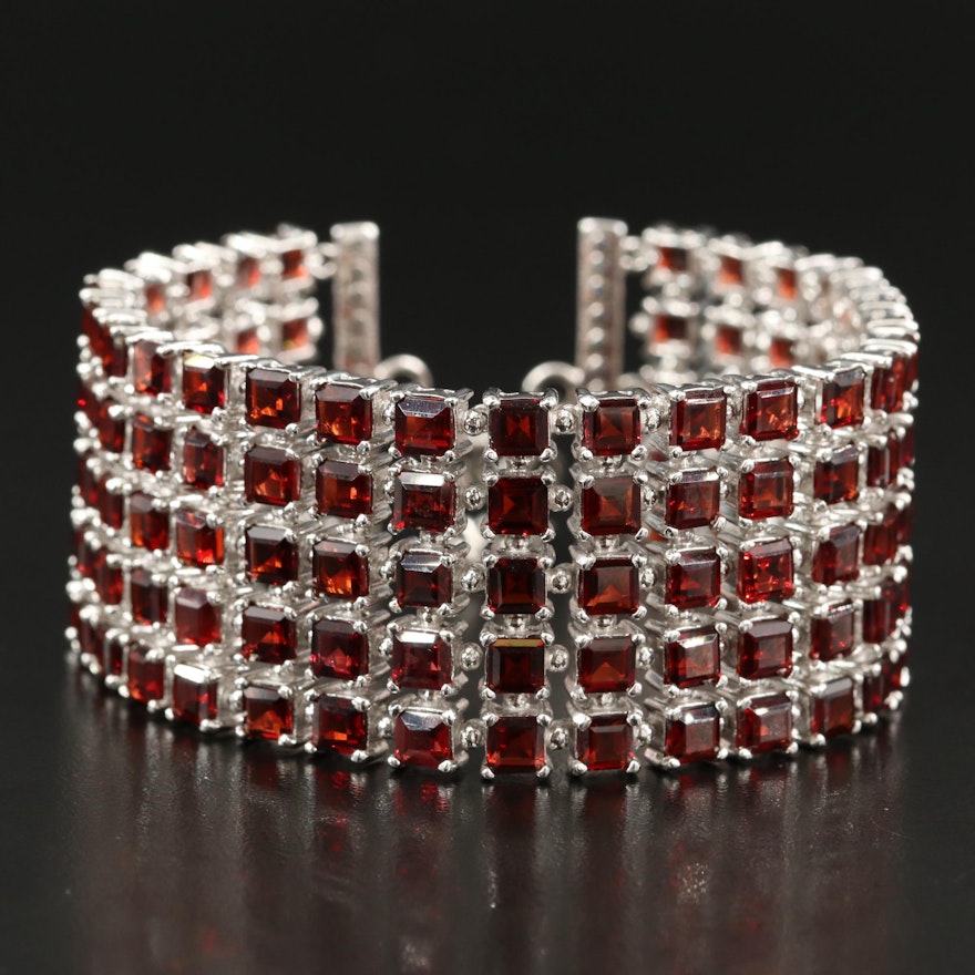 Sterling Garnet Multi-Row Bracelet