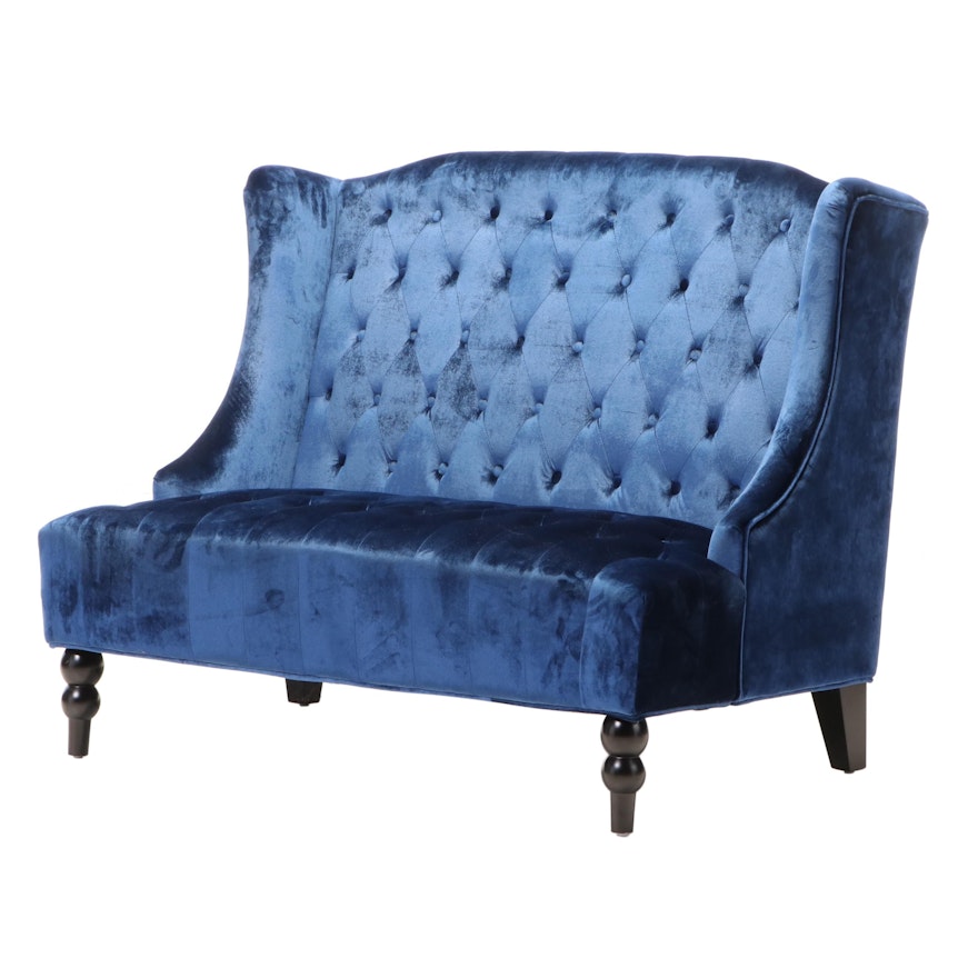 Noble House Home Furnishings Buttoned-Down Wingback Settee