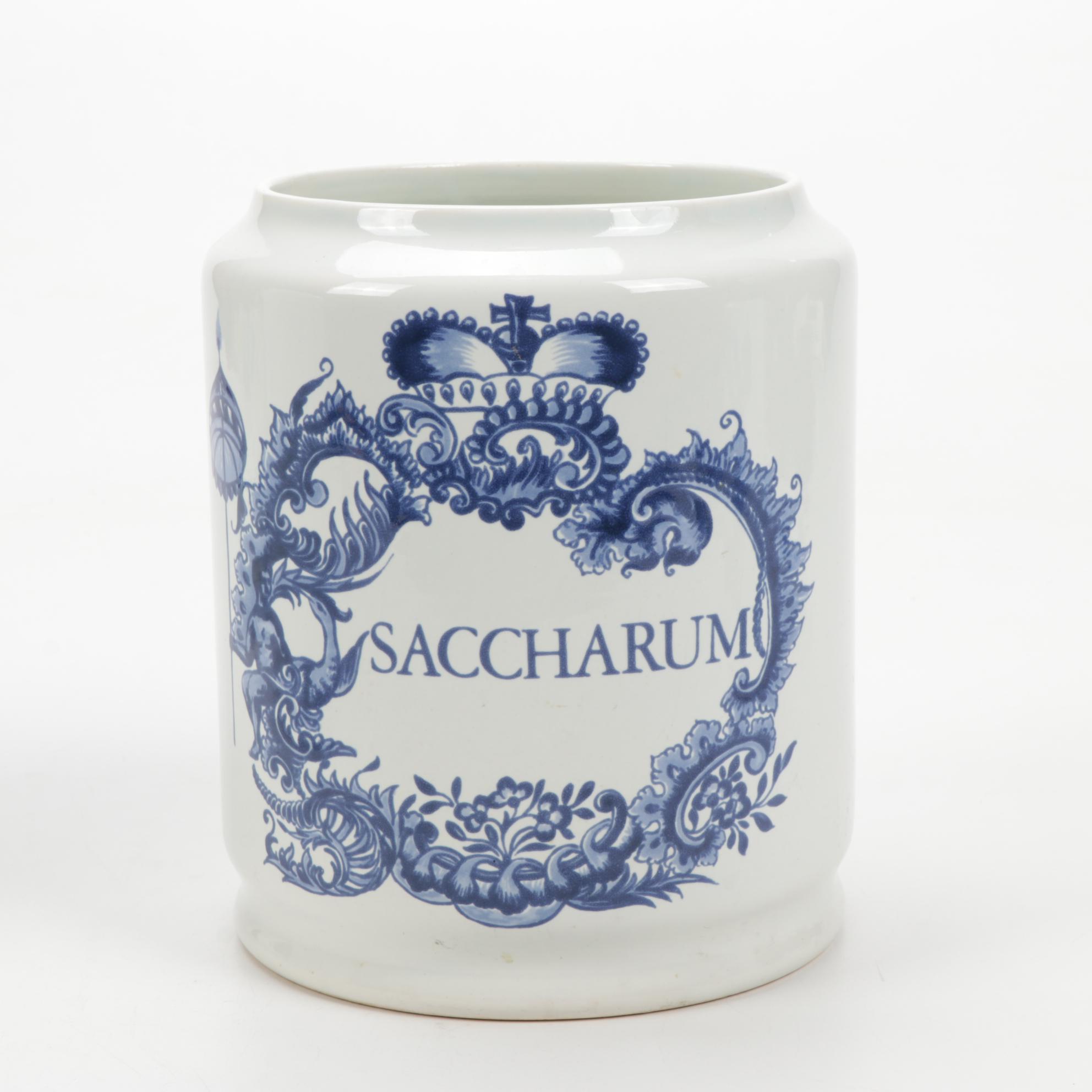 Delft Flour, Sugar and Coffee Ceramic Canisters