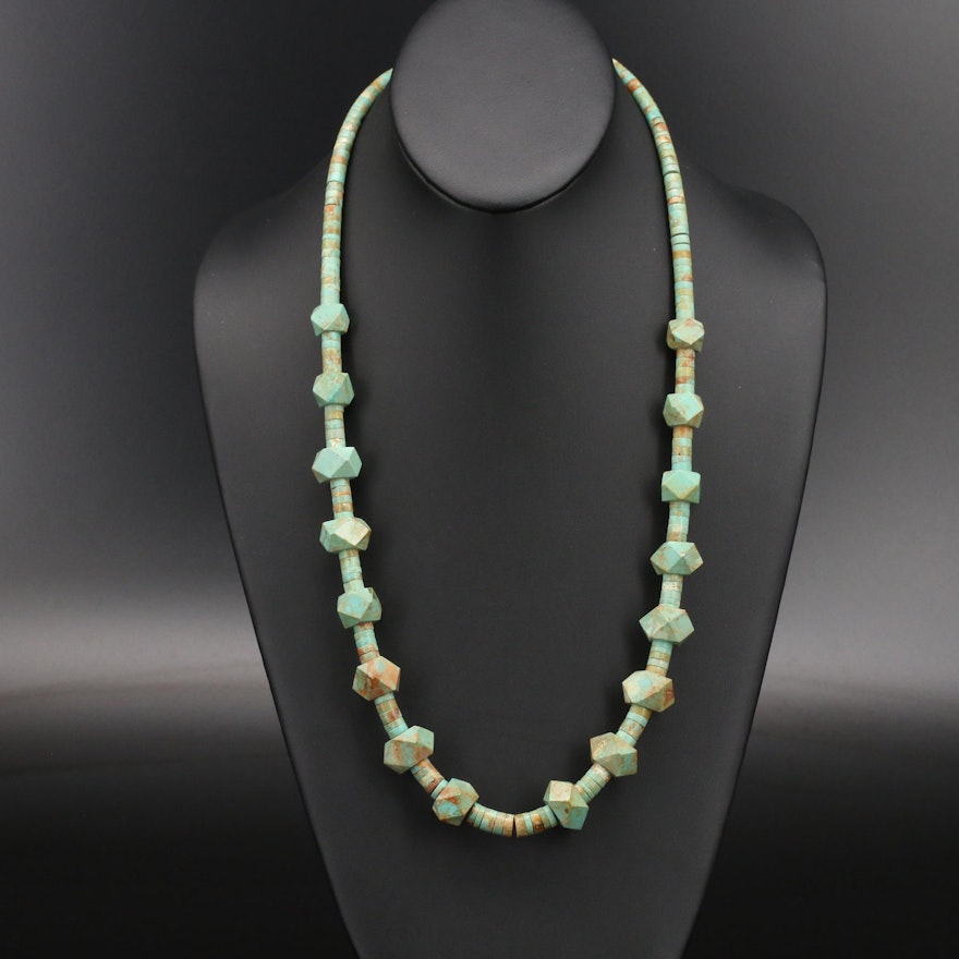 Southwestern Turquoise Necklace with Sterling Clasp