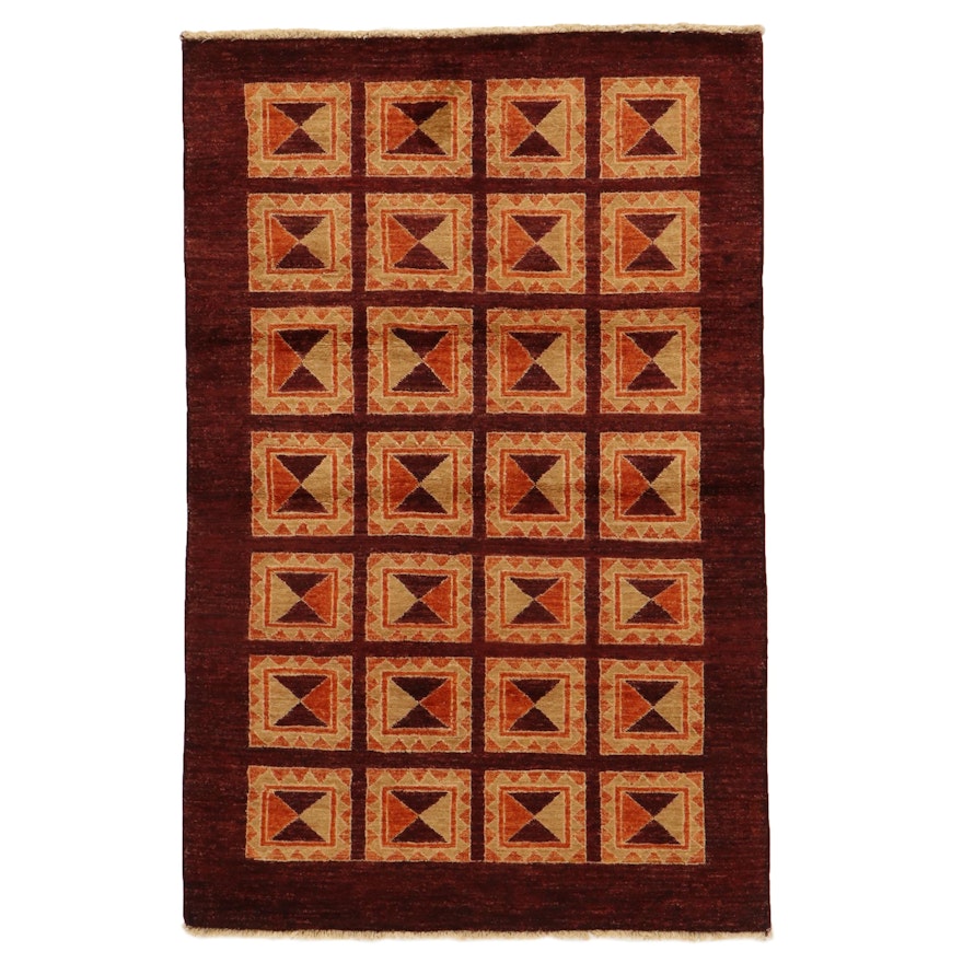4' x 6'4 Hand-Knotted Indo-Persian Gabbeh Rug, 2010s