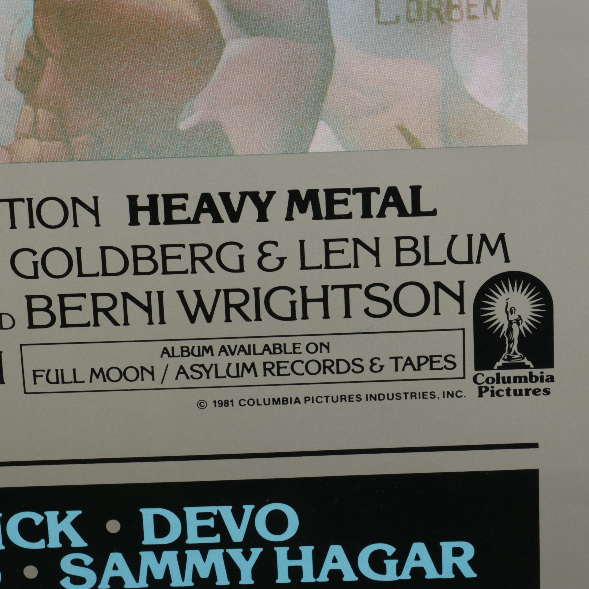 "Heavy Metal" Offset Lithograph One Sheet Movie Poster, circa 1981