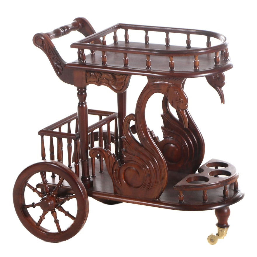 Empire Style Mahogany Drinks Cart, Late 20th Century