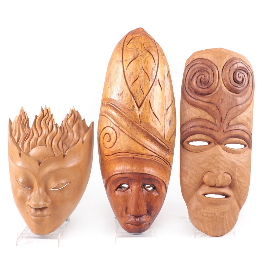 Haitian, Balinese, and Other Carved Wood Masks