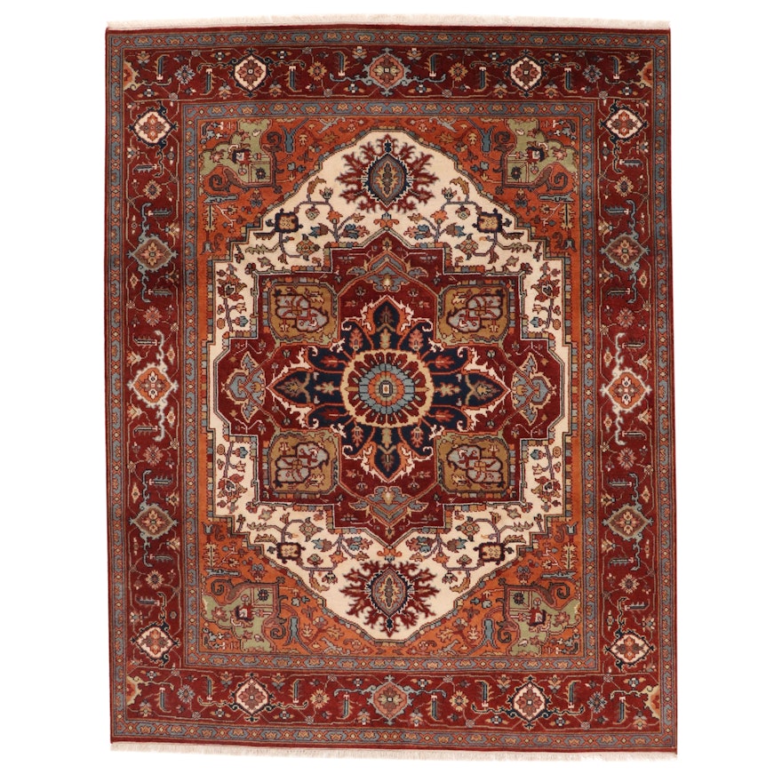 8' x 10'3 Hand-Knotted Indo-Persian Heriz Serapi Rug, 2010s