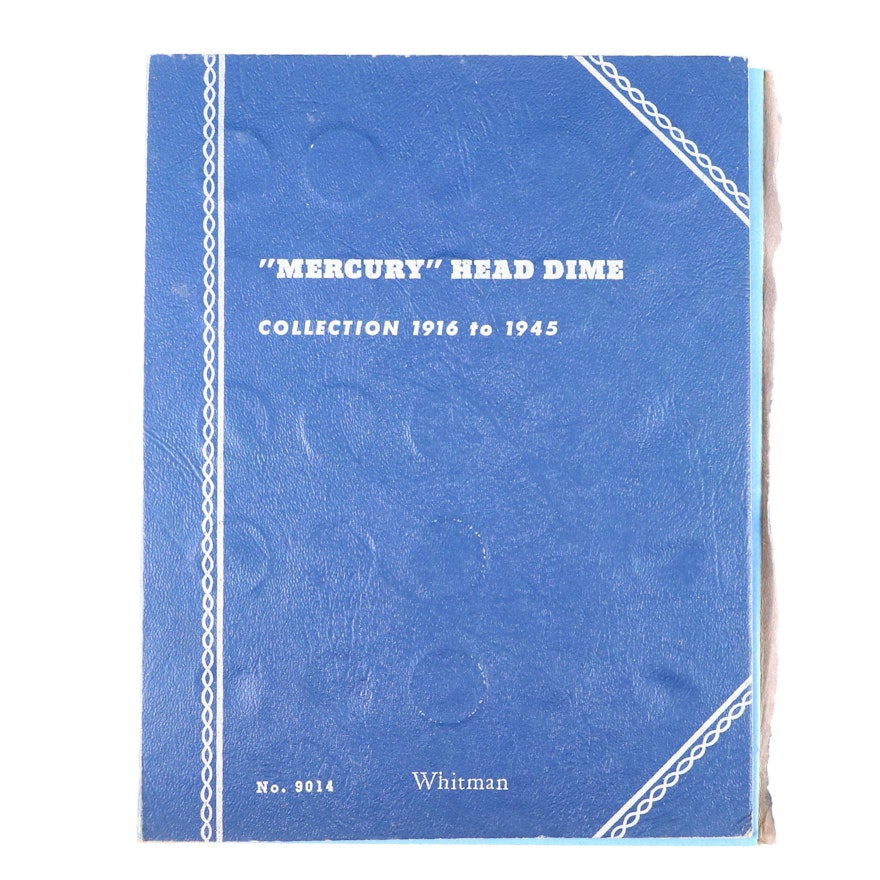 19 Silver Mercury Dimes in Whitman Coin Binder, 1916–1930