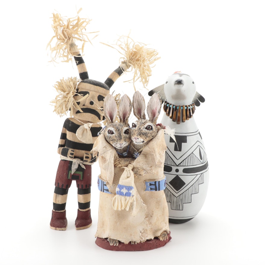 Cliffton Lomayaktewa Kachina Doll with Pueblo Carved and Other Figures