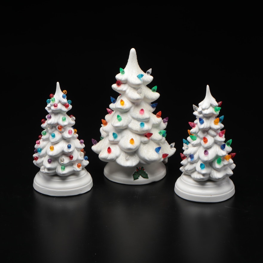 White Ceramic Illuminated Christmas Trees