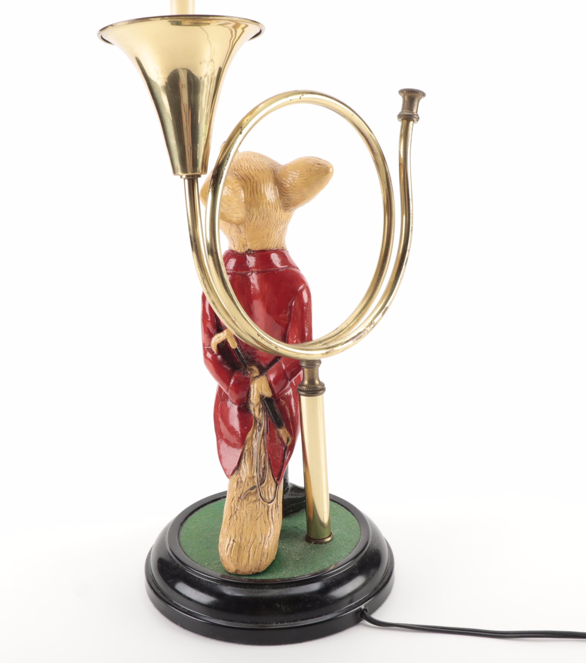 Snooty Fox Fox Hunting Theme Table Lamp with Lacquered Parchment Shade